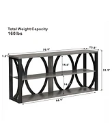 Industrial Console Table, 70.87" Entryway Table with Storage, Black