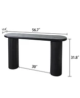 Black Fluted Console Table - 56" Entryway/Sofa Table for Living Room