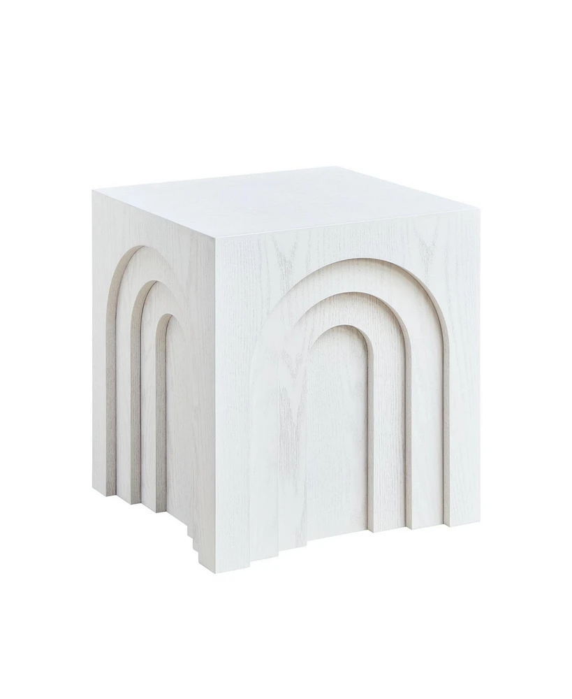 15.74" Square Side Table Small Coffee Table Accent Table Bedside Table for Living Room Bedroom,White