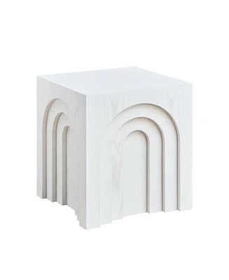 15.74" Square Side Table Small Coffee Table Accent Table Bedside Table for Living Room Bedroom,White
