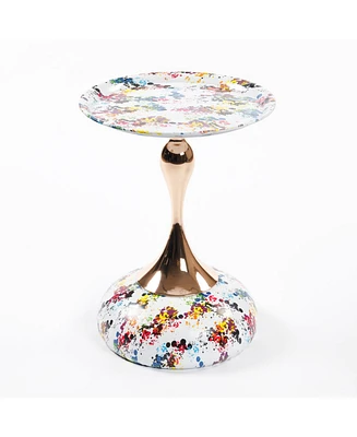 Mermaid Tail Coffee Table, Metal Pedestal Table, Accent Table for Small Spaces