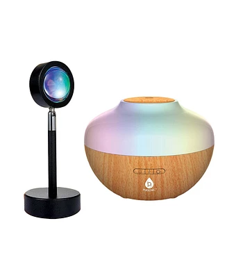 Pursonic Sunset Projector Table Lamp & Essential Oil Aroma Diffuser Bundle