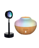 Pursonic Sunset Projector Table Lamp & Essential Oil Aroma Diffuser Bundle