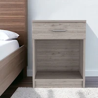 Faux Wood One Drawer Nightstand for Guest Room or Apartment Bedrooms