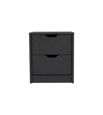 Two Drawer Faux Wood Nightstand for Bedroom Storage and Bedside Table