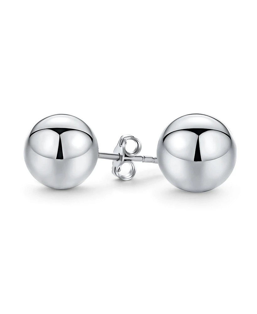 Bling Jewelry Minimalist Plain Simple Round Bead Ball Tragus Cartilage Stud Earrings Shiny Polish .925 Sterling Silver