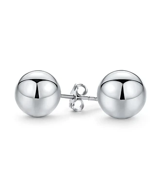 Bling Jewelry Minimalist Plain Simple Round Bead Ball Tragus Cartilage Stud Earrings Shiny Polish .925 Sterling Silver