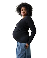 Ingrid + Isabel Maternity Side Tie Nursing Sweater Black M