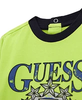 Guess Baby Boys 2-Piece Long Sleeve Two-Fer Shirt and Knit Denim Pants Set
