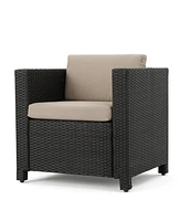 4-Piece Outdoor Wicker Sofa Set with Cushions & Coffee Table
