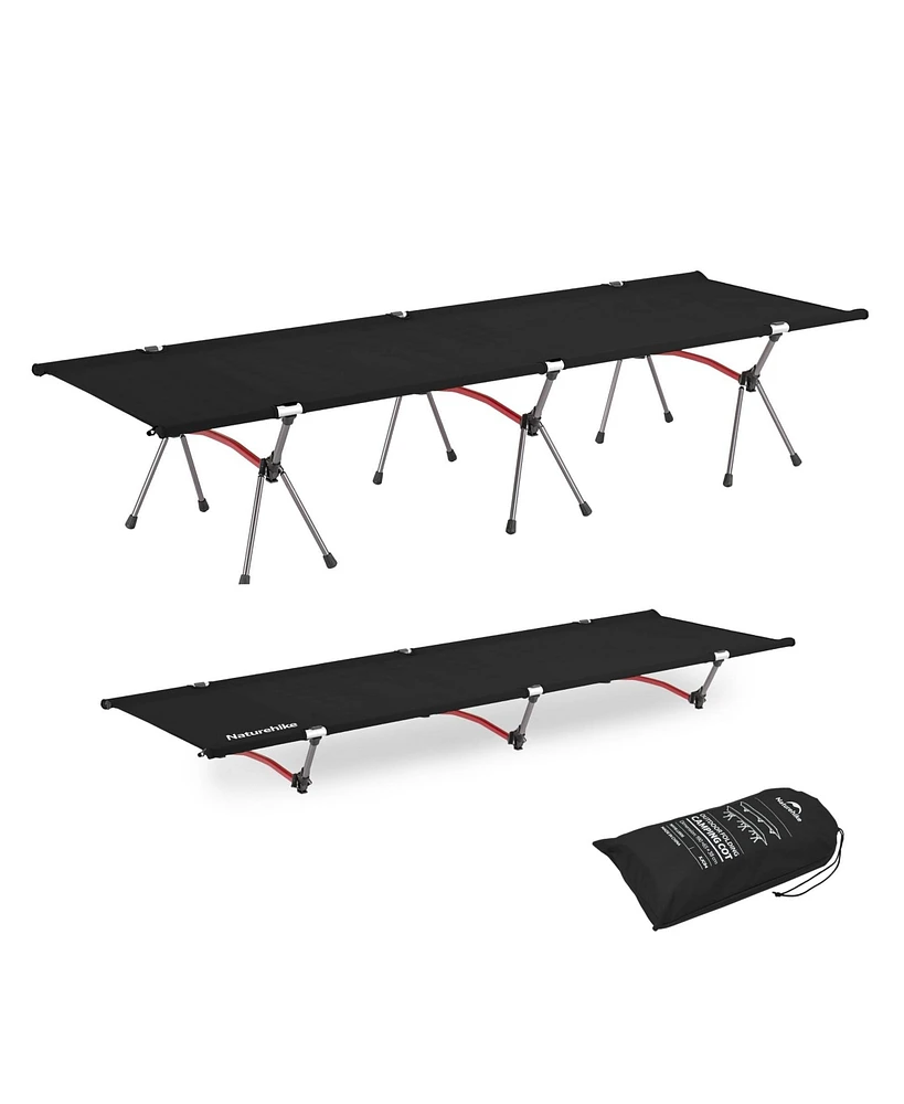 Naturehike ArmyWild Folding Camping Cot, Height Adjustable Ultralight Backpacking Cot, Portable Camping Bed for Camping Hiking Travel Home