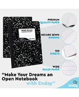 Enday Marble Composition Notebook Wide Ruled Black and White Composition Books 100 Sheets ( Pack