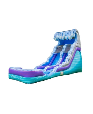 HeroKiddo Ocean Wave 16' Commercial Grade Inflatable Water Slide with Attached Pool and Drainage for Kids and Adults (with Blower), Outdoor Indoor, Bi