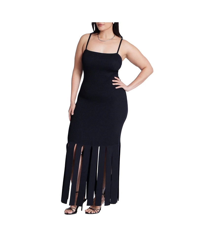 Eloquii Plus Ribbed Fringe Dress