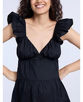 Motherhood Maternity V Neck Flutter Sleeve Tiered Mini Dress