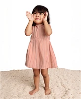Calvin Klein Baby Girls 2-Piece Striped Gauze Dress and Bloomers Set