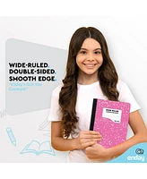 Composition Notebooks Wide Ruled Paper, Colored Marble Composition Notebook Covers, 100 Sheets (200 pages) Composition Books, Wide Ruled, Pink -Red
