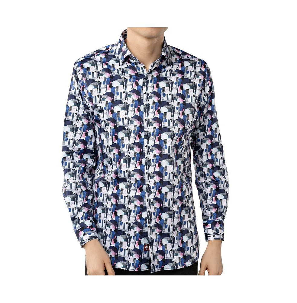 Luchiano Visconti Men's Multicolor printed Shapes shirt