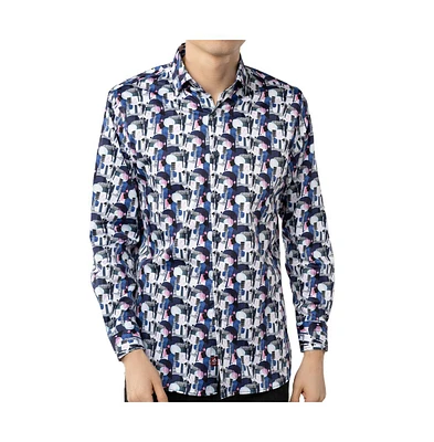 Luchiano Visconti Men's Multicolor printed Shapes shirt