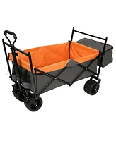480Lbs Collapsible Wagon with Canopy, 7" All-Terrain Wheels, Orange