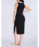 Women's Collared Sleeveless Polo Midi Dress - Motherhood Maternity
