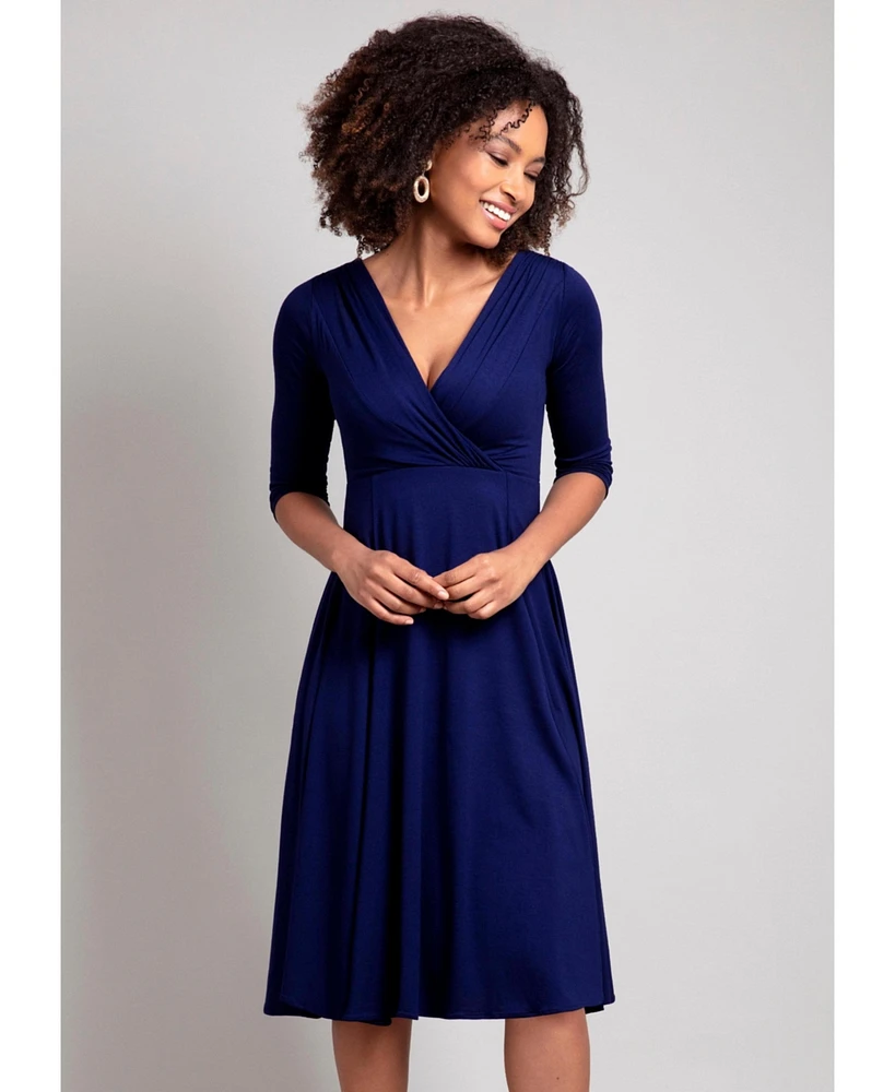 Alie Street London Women's Annie V-Neck 3/4 Sleeve Midi Dress