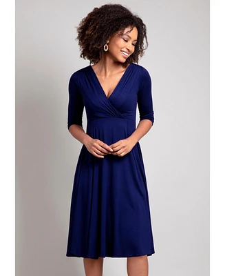 Alie Street London Women's Annie V-Neck 3/4 Sleeve Midi Dress