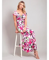 Alie Street London Women's Sophia V-Neck Short Sleeve Maxi Dress
