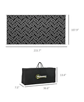 Reversible Outdoor Rug, 9' x 18' Waterproof Plastic Straw Floor Mat, Portable Rv Camping Carpet with Carry Bag, Large Floor Mat for Backyard, Deck, Pi
