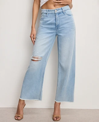 Good American Women's Weightless Skate Cropped Wide-Leg Jeans