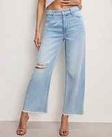 Good American Women's Weightless Skate Cropped Wide-Leg Jeans