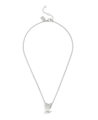 Coach Faux Stone Signature Heritage Butterfly Cultivated Pearl Pendant Necklace
