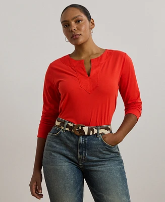 Lauren Ralph Plus Cotton Jersey Three-Quarter-Sleeve Tunic