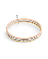 Coach Faux Stone Signature Safety Pin Bangle Set