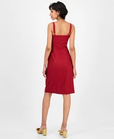 14th Place Juniors' Button-Front Bustier Sleeveless Dress