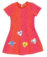 Sparkle & Shine Toddler and Little Girls Leopard Print with Sequin Patches Dress