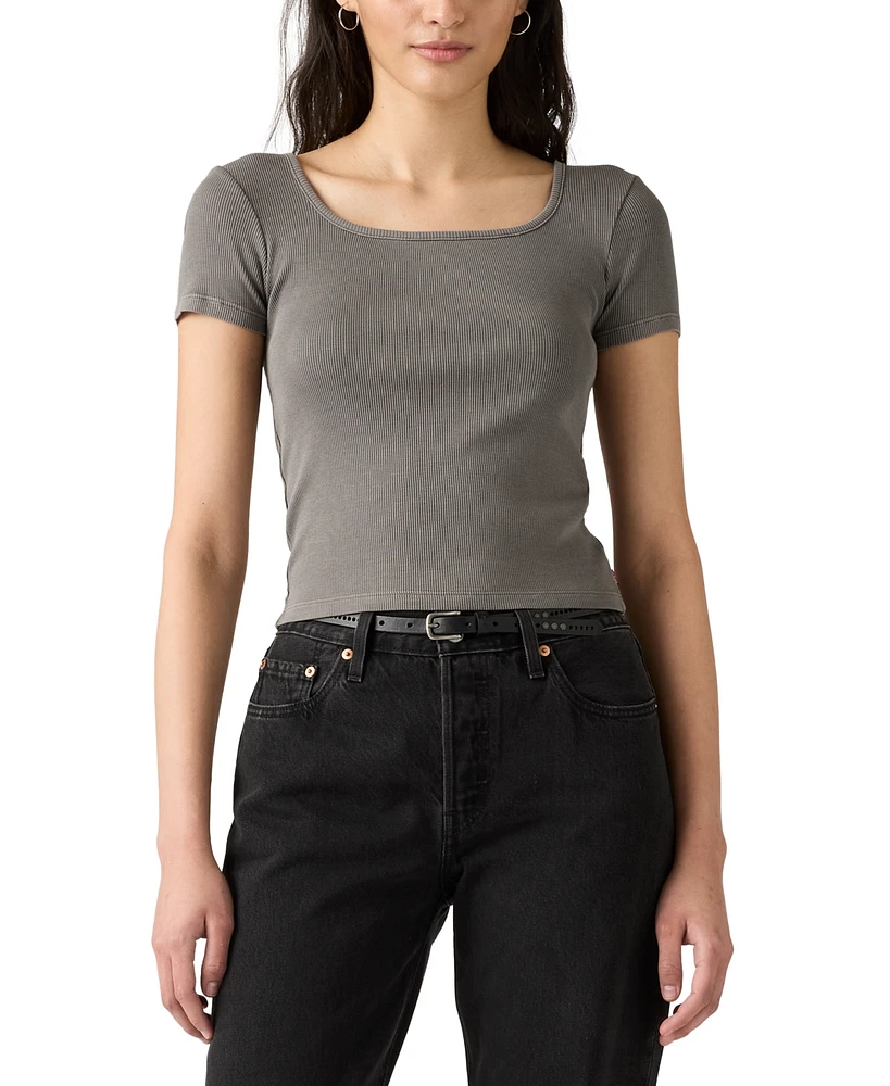 Levi's Women's Cotton Rib-Knit Square-Neck Tee