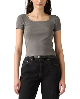 Levi's Women's Cotton Rib-Knit Square-Neck Tee