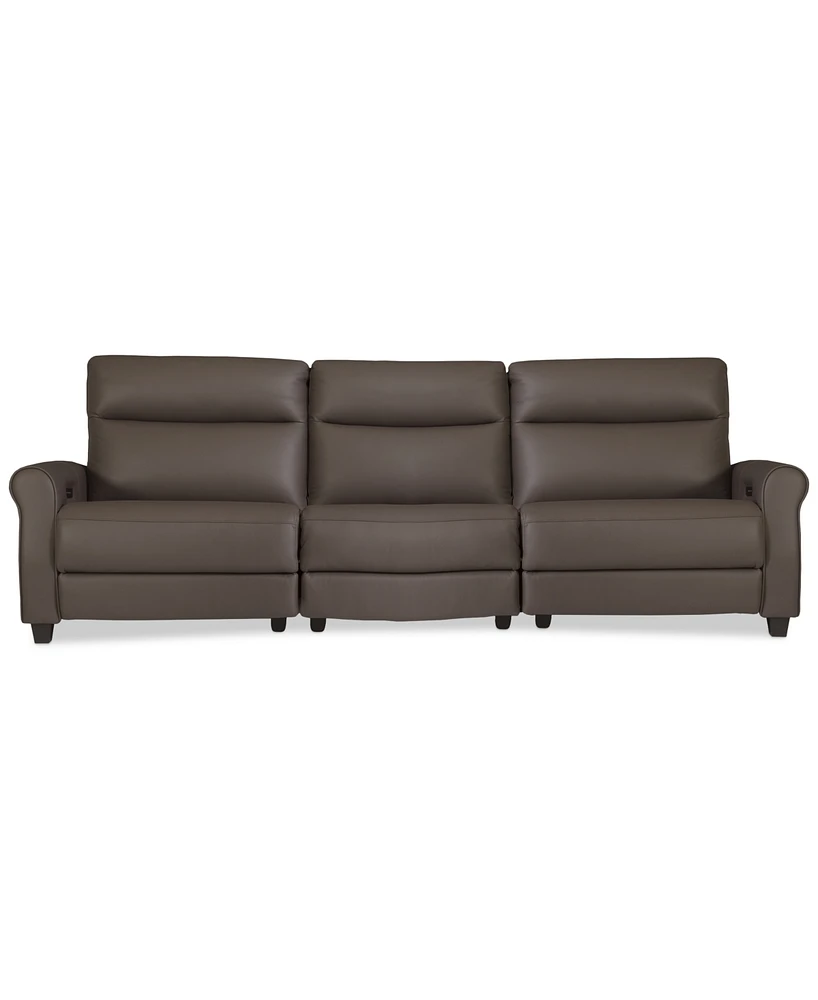 Thandler 3-Pc. Leather Sofa with 3 Power Recliners, Exclusively at Macy's