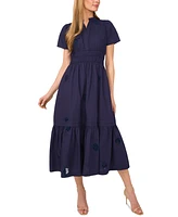 CeCe Women's Short-Sleeve V-Neck Midi Dress