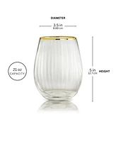 Rocher Stemless Wine Glasses, Set of 4, 21 Oz