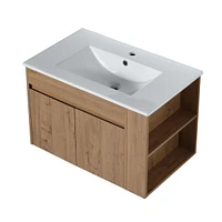 30 Inch Bathroom Vanity With Ceramic Basin And Adjust Open Shelf
