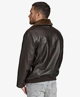 Andrew Marc Black Label Men's Hedland Leather Jacket with Shearling Collar