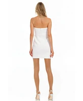 One33 Social Women's The Cecile Ivory Strapless 3D Flower Mini Dress