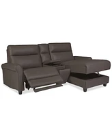 Thandler 3-Pc. Leather Chaise Sectional with 1 Storage Console, Exclusively at Macy's