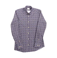 Luchiano Visconti Men's Multi line Leo king Cotton Long Sleeve Shirt
