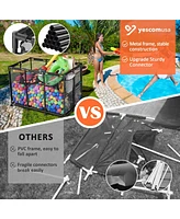 Yescom 10 Wheels Rolling Mesh Pool Storage Bin With Blue Mesh Cover Net Replacement Combo