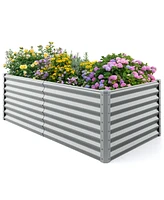 6 x 3 x 2 Feet Metal Rectangular Raised Garden Bed with Open Bottom Design