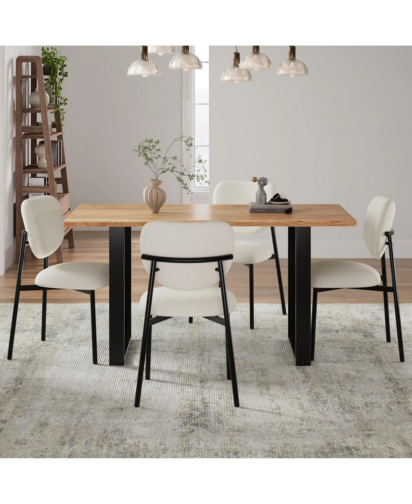 5-Pc Dining Set: Upholstered Chairs & Wood Table