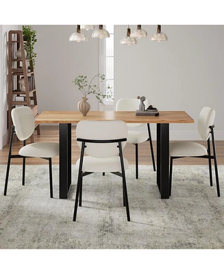 5-Pc Dining Set: Upholstered Chairs & Wood Table